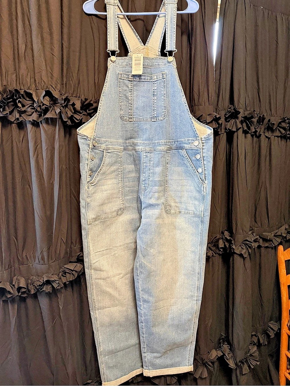 TORRID Loose Straight Leg Overall Blue Denim Overalls